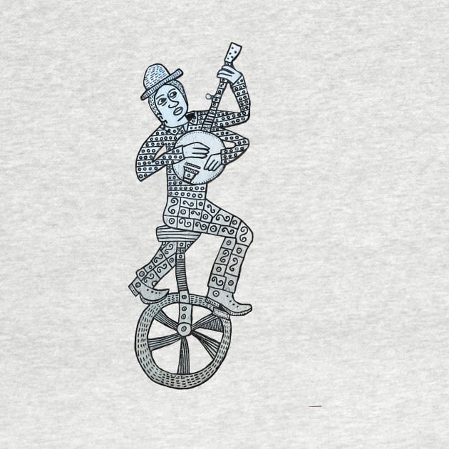 Three Armed Bandit on a Unicycle by sambartlettart